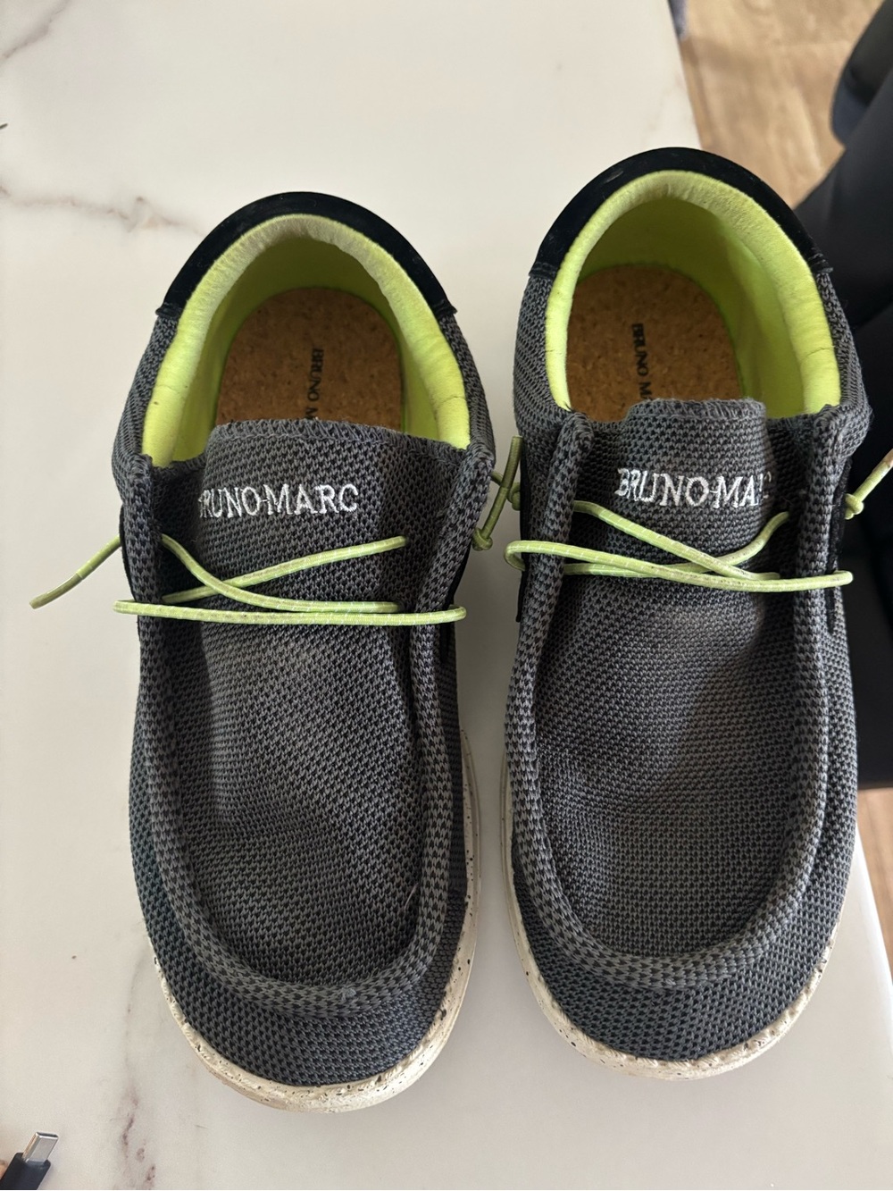 Bruno Marc Kids Gray & Lime Casual Slip-On Shoes